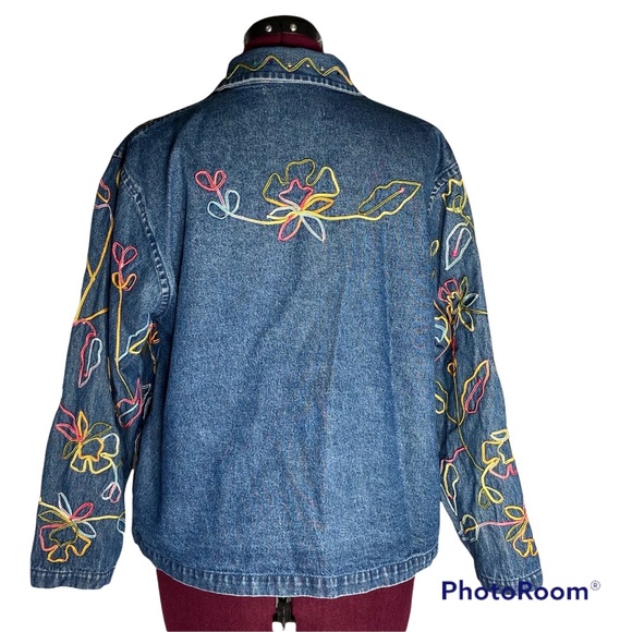 Tantrums Embroidered Floral Denim Jacket Vintage Size S - Picture 2 of 11